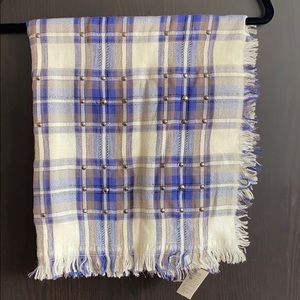 Blugirl Folies Studded Plaid Fringe Scarf Wool